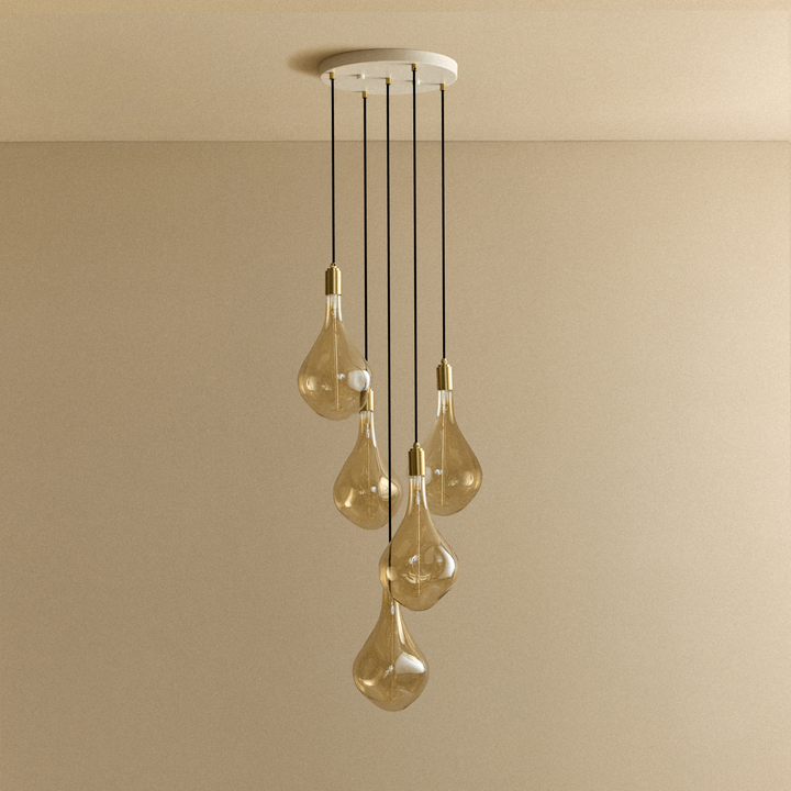 Five Pendant in Brass + Voronoi III