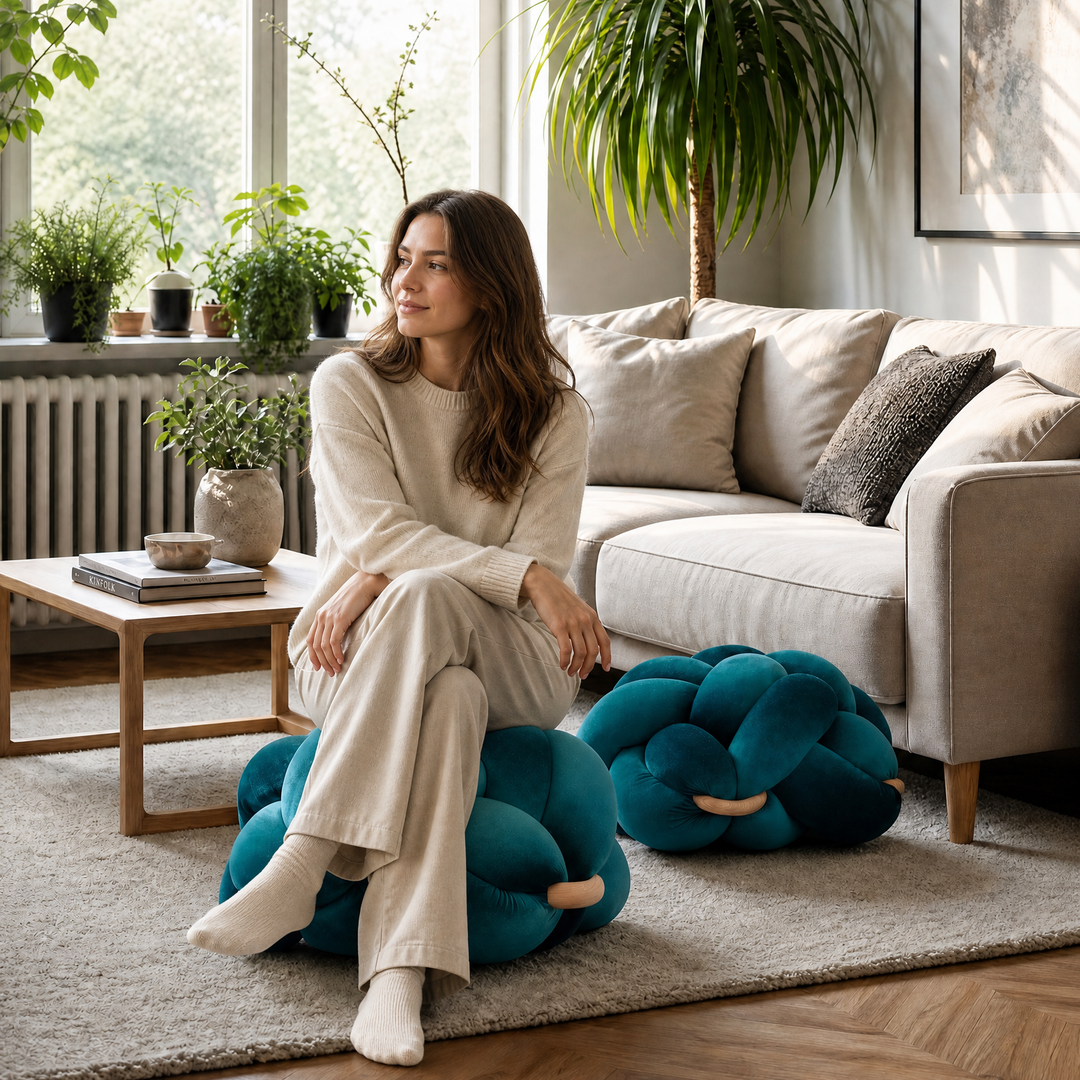Knot Ottoman Petrol Medium