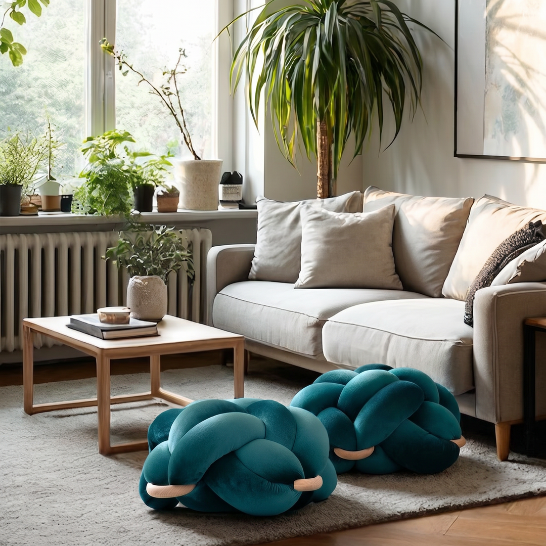 Knot Ottoman Petrol Medium