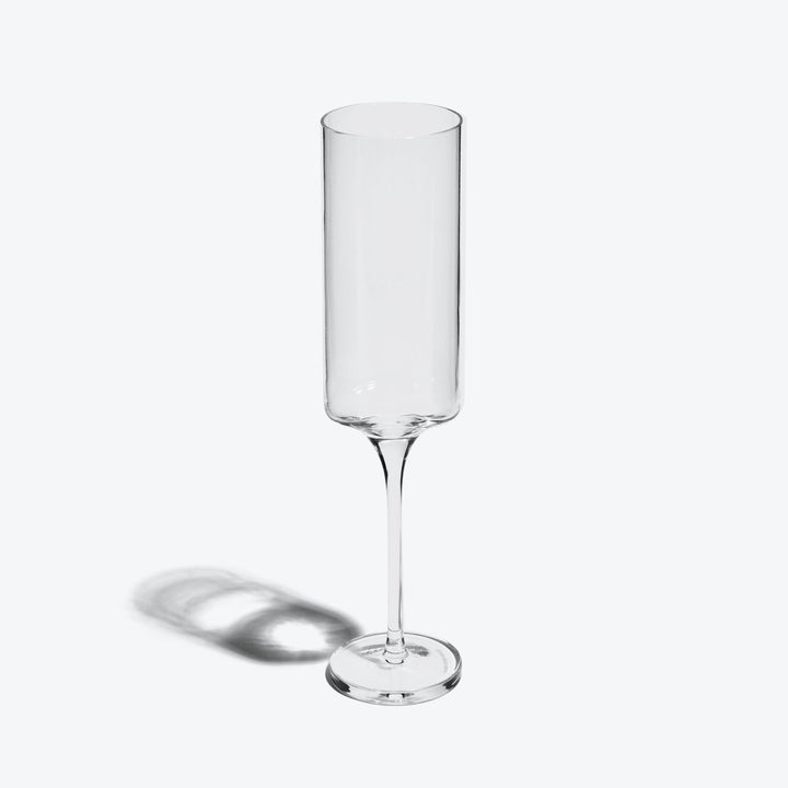 Hew Champagne Flute, Set of 2 — single clear flute on a slender stem, front view
