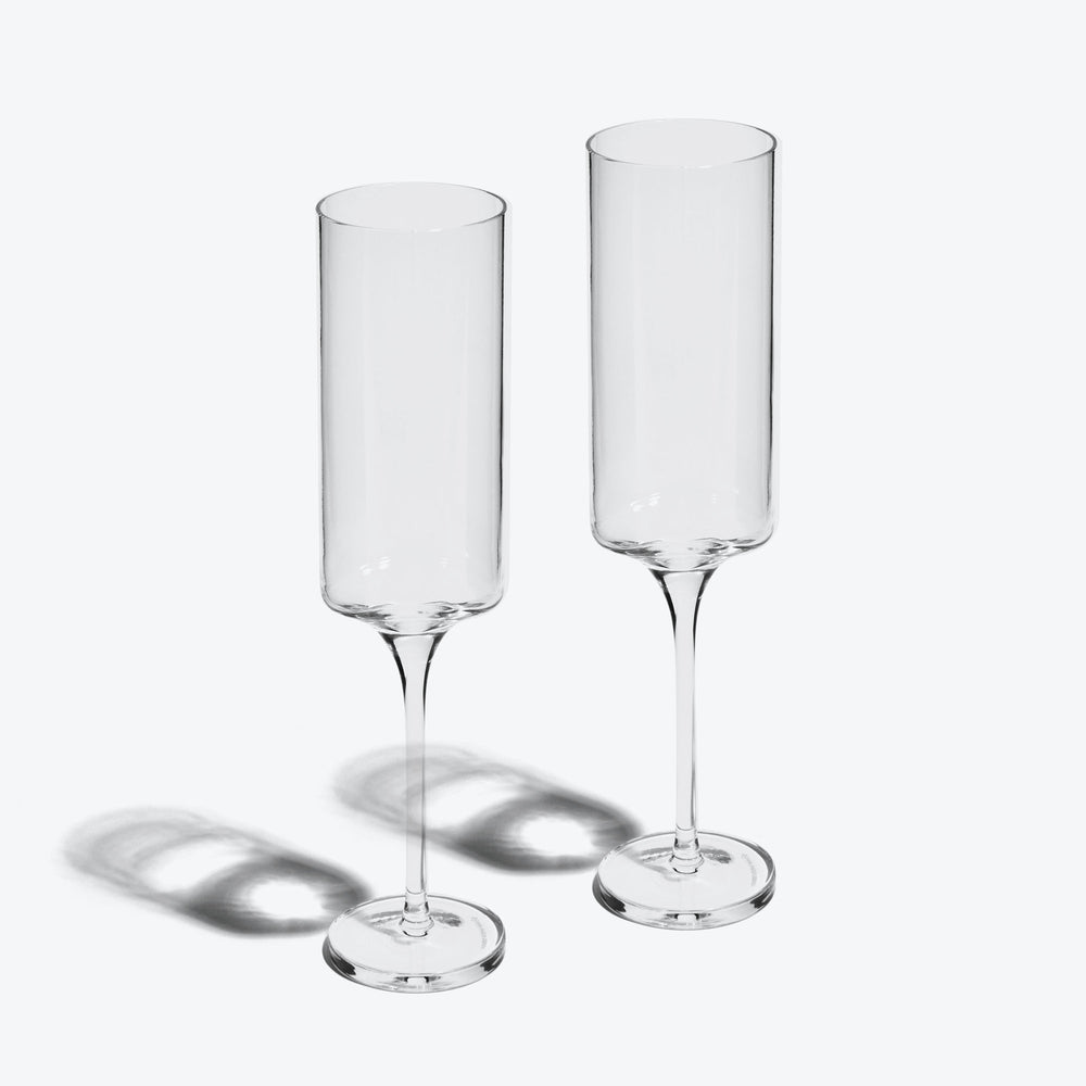 Hew Champagne Flute, Set of 2 — pair of clear flutes side by side