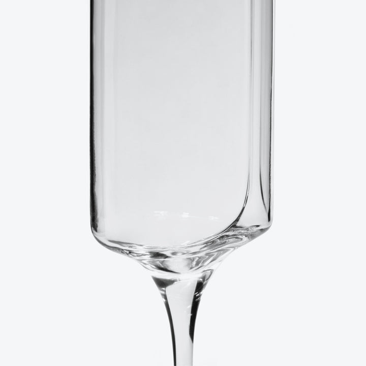 Hew Champagne Flute, Set of 2 — close-up of the angled base of the bowl and stem
