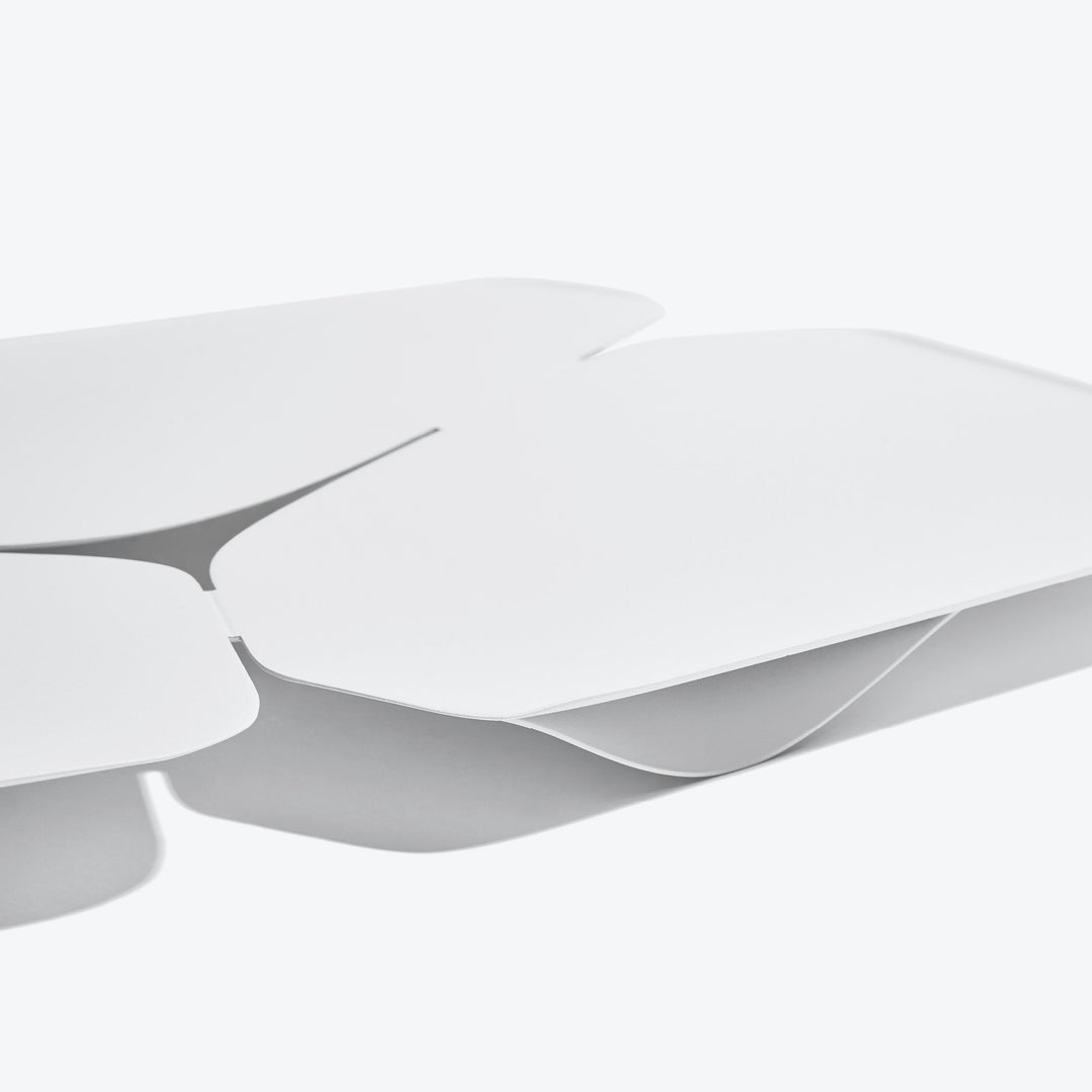Hew Serving Tray — White tray, close-up of the folded seams between sections