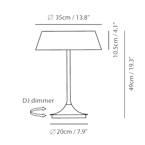 Halo Table Lamp by Seed Design, dimension drawing