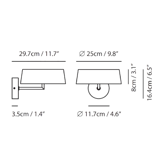 Halo Wall Sconce by Seed Design, dimension drawing