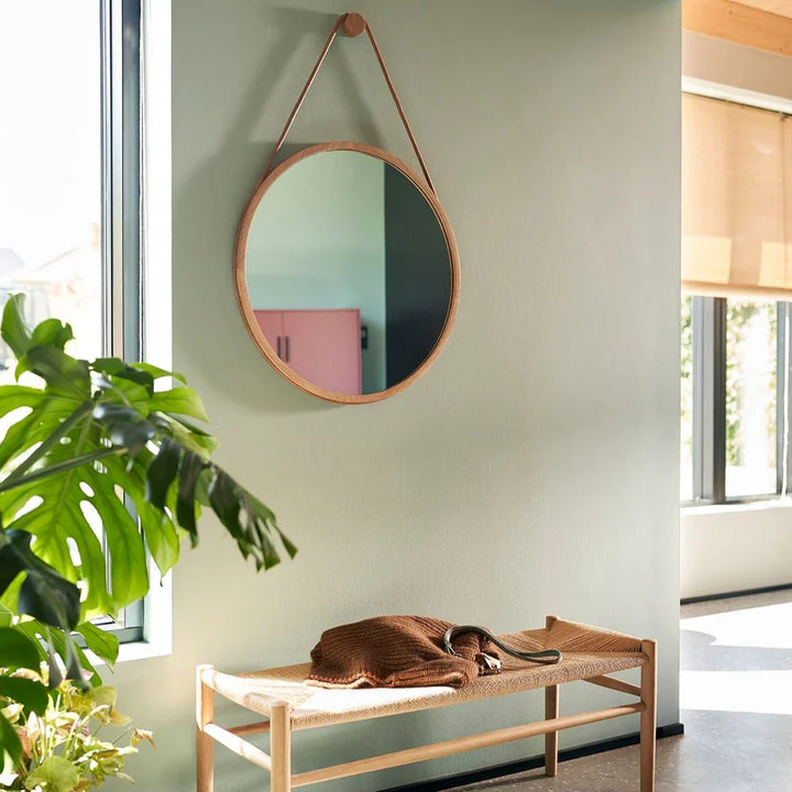 FDB Møbler I3 Mossø Mirror, Nature Lacquered Oak Ø60