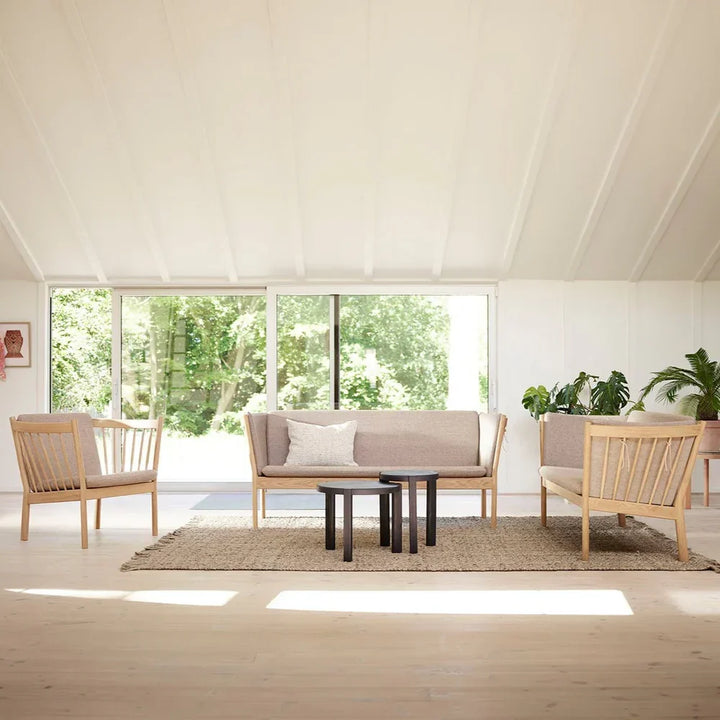 FDB Møbler J146 Armchair, Nature Lacquered Oak/Light Grey