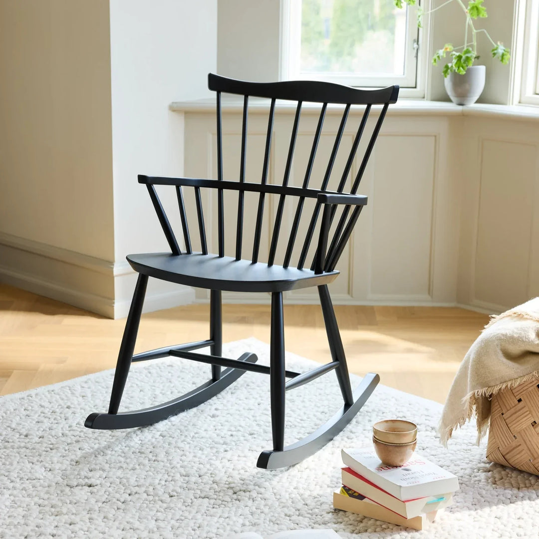 FDB Møbler J52G Rocking Chair, Jet Black Painted Beech