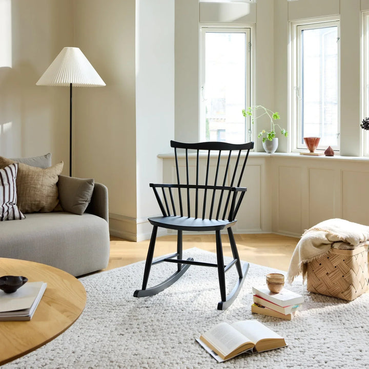 FDB Møbler J52G Rocking Chair, Jet Black Painted Beech