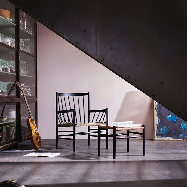 FDB Møbler J82 Lounge Chair, Jet Black Painted Beech