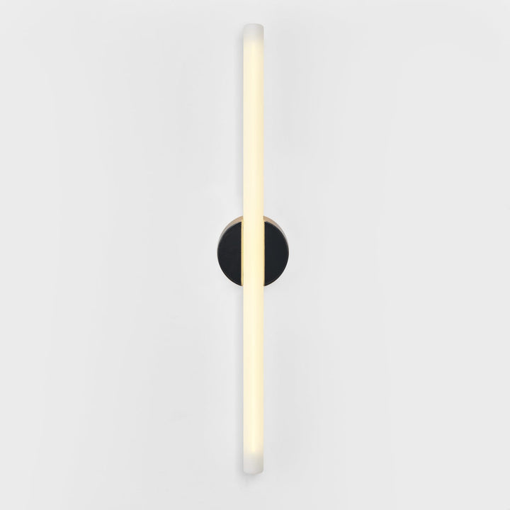 Modern wall sconce with frosted glass and matte black base, minimalist design