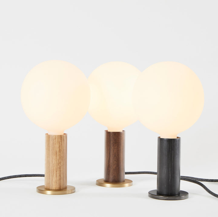 Knuckle Table Lamp in Blackened Oak + Sphere IV
