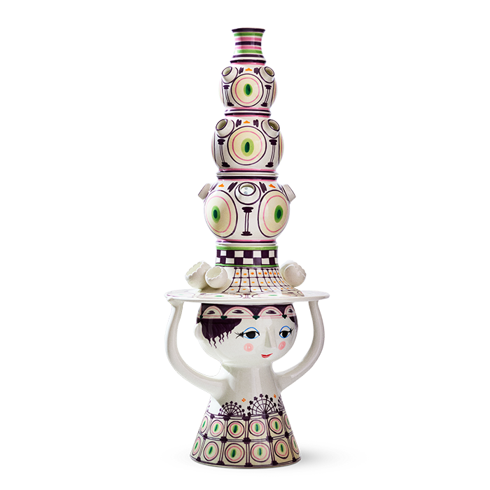 Bjørn Wiinblad Lady with Hat Floor Vase, Plum, H: 39"