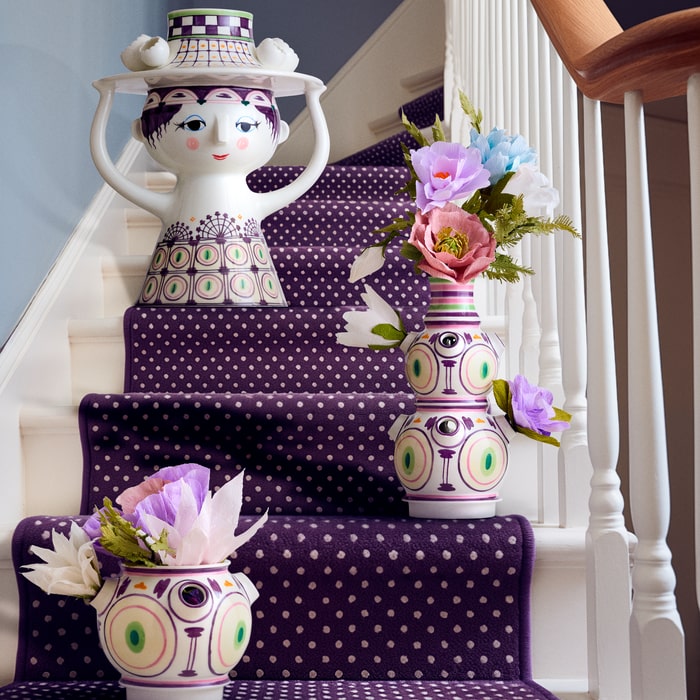 Bjørn Wiinblad Lady with Hat Floor Vase, Plum, H: 39"