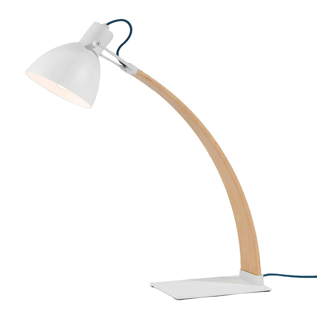Laito Wood Table Lamp by Seed Design in White, studio shot