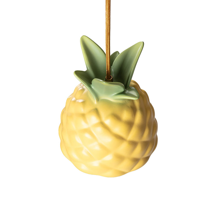 Seletti Vitamin Pineapple Pendant Lamp, angled view of the textured pineapple skin and leaves