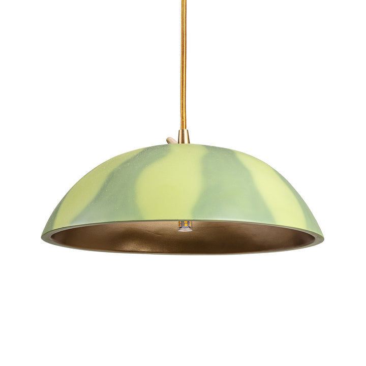 Seletti Vitamin Watermelon Pendant Lamp, wide watermelon-striped dome pendant with a gold interior
