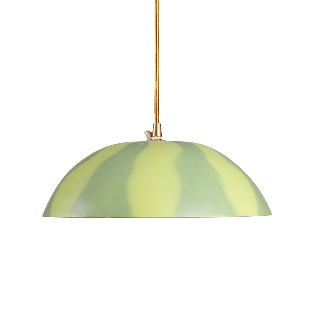Seletti Vitamin Watermelon Pendant Lamp, side view of the shallow watermelon dome