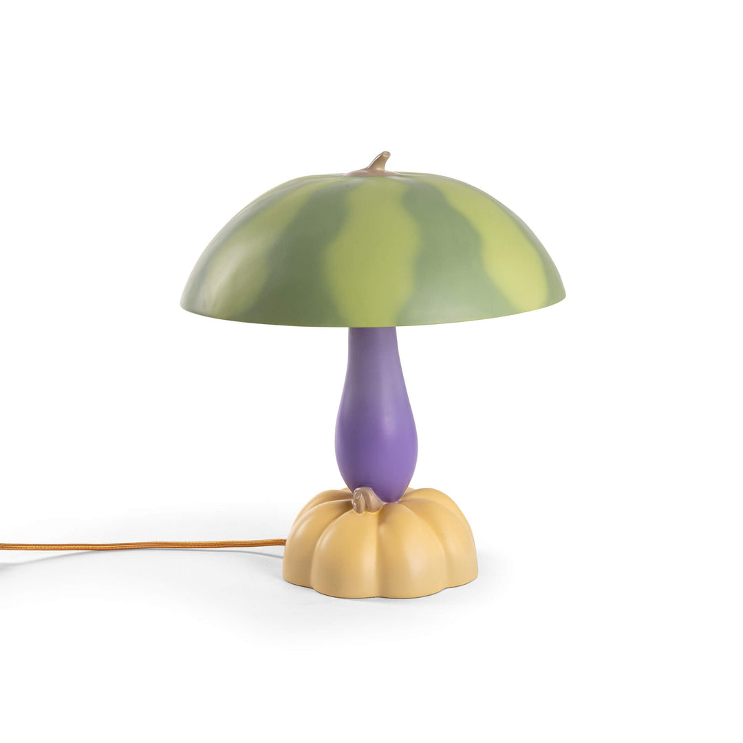 Seletti Vitamin Watermelon Table Lamp, side view of the watermelon table lamp and its cord