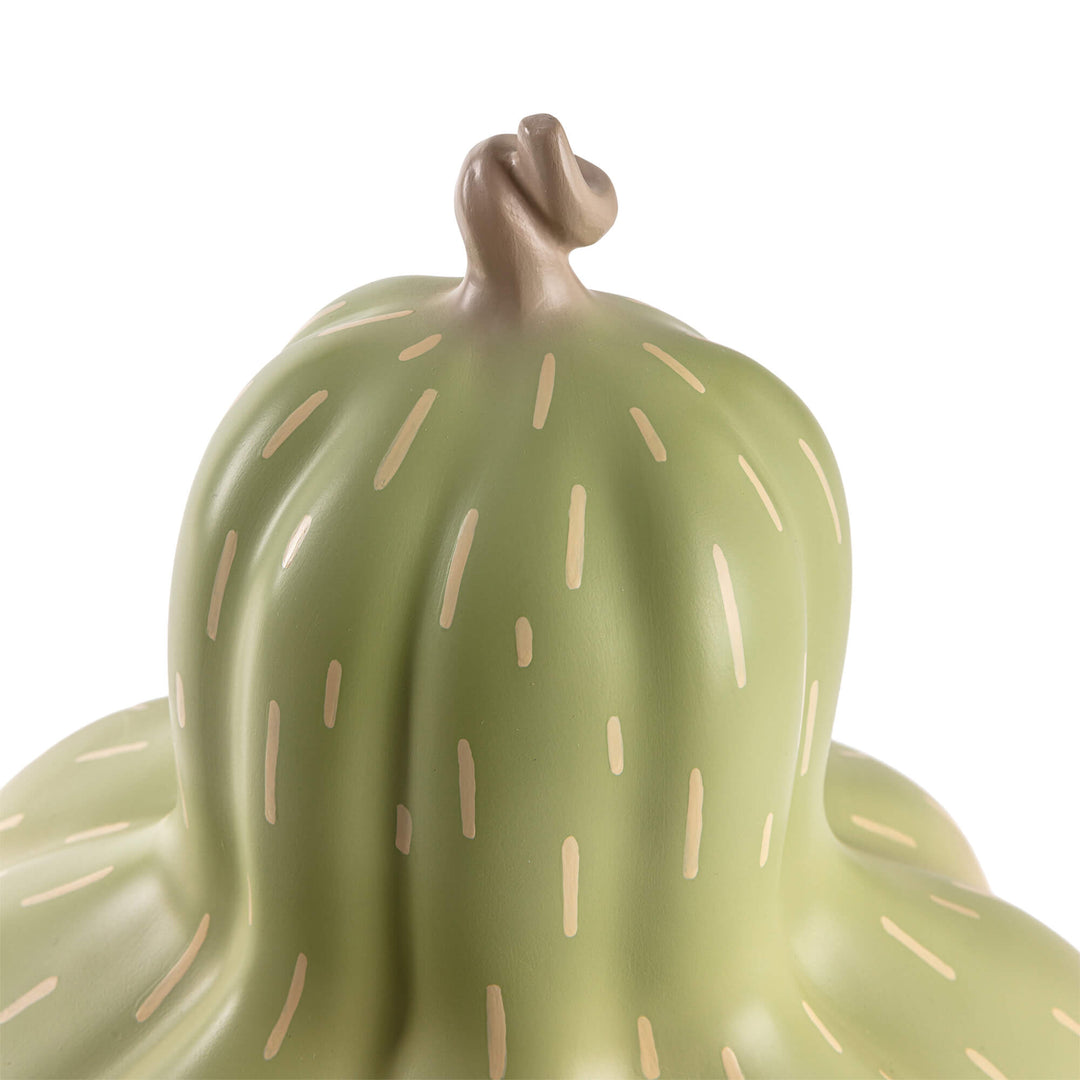 Seletti Vitamin Pumpkin Table Lamp, close-up of the speckled gourd shade and curled stalk