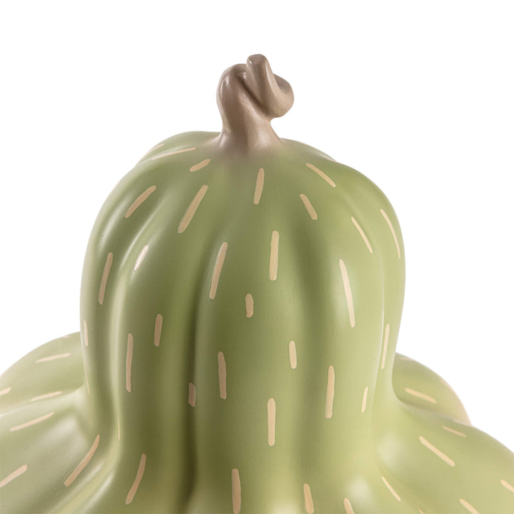 Seletti Vitamin Pumpkin Table Lamp, close-up of the speckled gourd shade and curled stalk