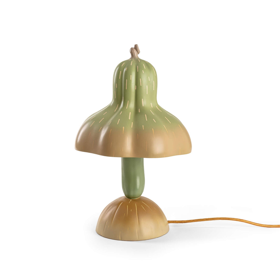Seletti Vitamin Pumpkin Table Lamp, rear three-quarter view of the gourd table lamp