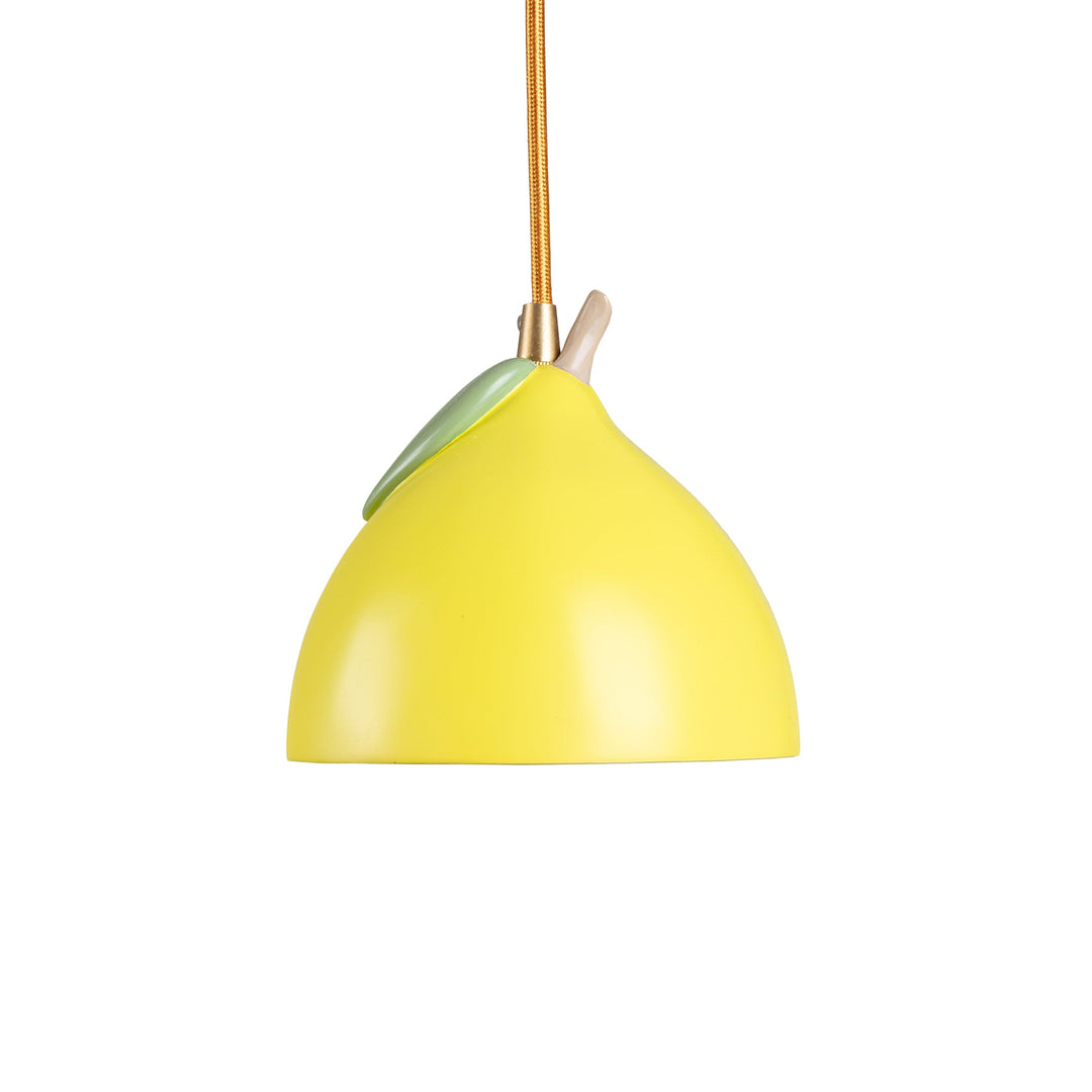 Seletti Vitamin Lemon Pendant Lamp, side view of the lemon pendant on its cord