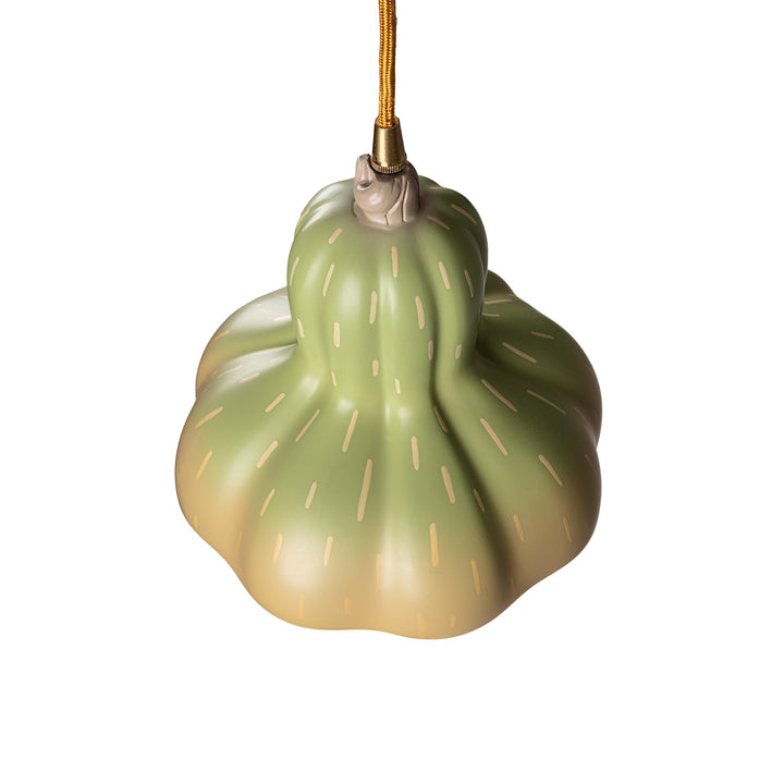 Seletti Vitamin Pumpkin 2 Pendant Lamp, the gourd shade from a low three-quarter angle