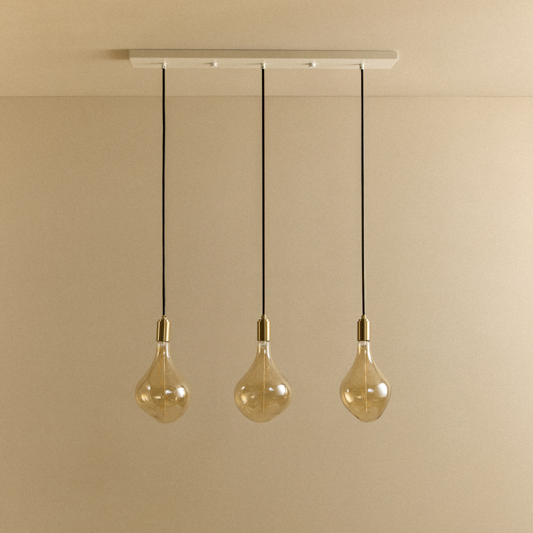 Linear Triple Pendant in Brass + Voronoi II