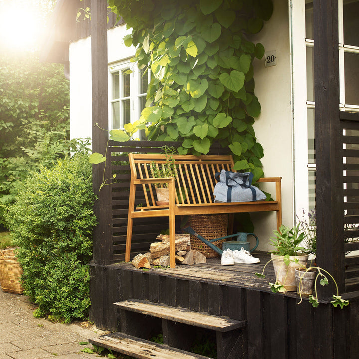 FDB Møbler M12 Sammen 2 Pers. Garden Bench With Backrest, Solid Nature Oiled Teak