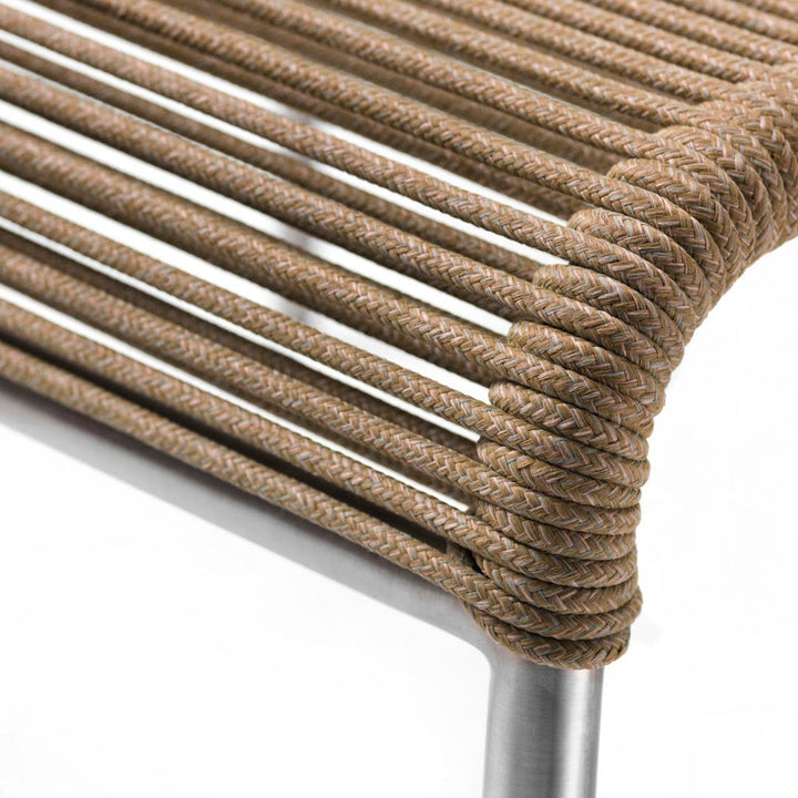 FDB Møbler M20S Teglgaard Cord Footrest, Stainless Steel/Brushed Brown