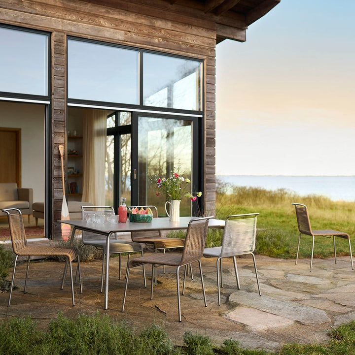 FDB Møbler M21 Teglgaard Garden Table, Stainless Steel/Untreated Stone