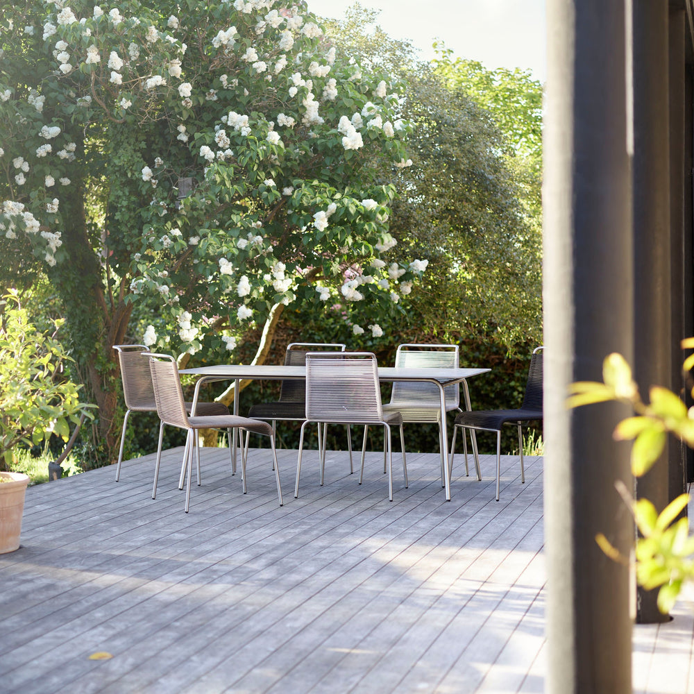 FDB Møbler M21 Teglgaard Garden Table, Stainless Steel/Untreated Stone