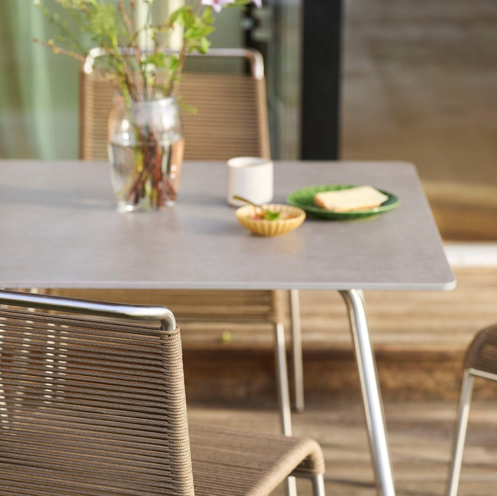 FDB Møbler M21 Teglgaard Garden Table, Stainless Steel/Untreated Stone