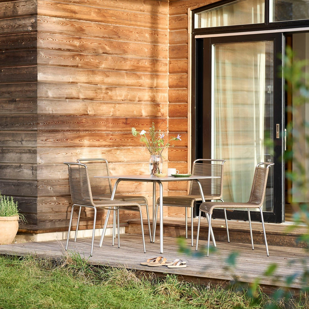 FDB Møbler M21 Teglgaard Garden Table, Stainless Steel/Untreated Stone