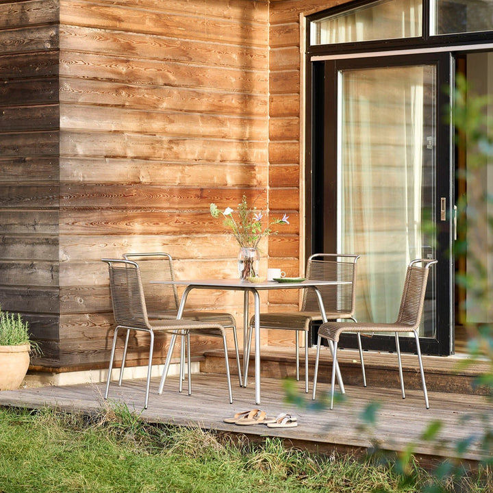 FDB Møbler M21 Teglgaard Garden Table, Stainless Steel/Untreated Stone