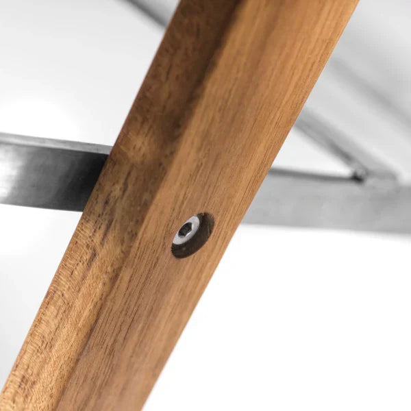 FDB Møbler M24 Lilleø Balcony Bench, Stainless Steel/Solid Nature Oiled Teak