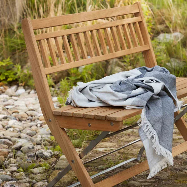 FDB Møbler M24 Lilleø Balcony Bench, Stainless Steel/Solid Nature Oiled Teak