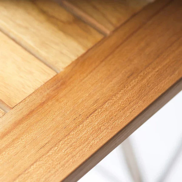 FDB Møbler M26 Lilleø Balcony Table, Stainless Steel/Solid Nature Oiled Teak