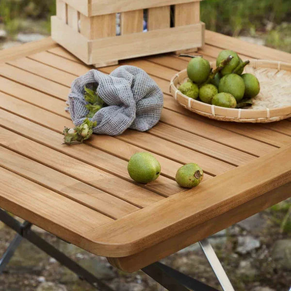 FDB Møbler M26 Lilleø Balcony Table, Stainless Steel/Solid Nature Oiled Teak
