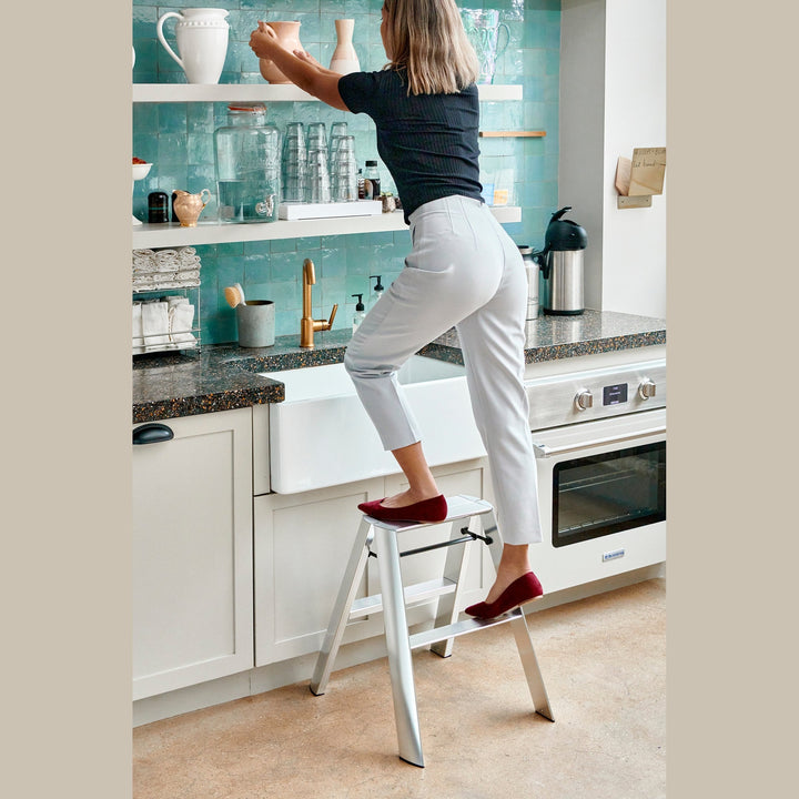 Lucano Premium Step Ladder 2-Step SILVER