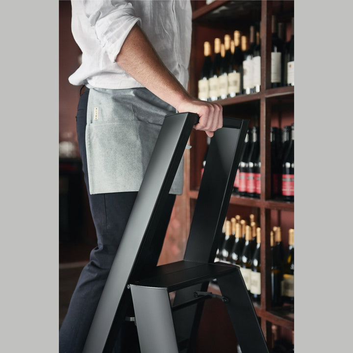 Lucano Wide Step Ladder 3-Step BLACK