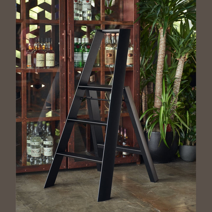 Lucano Wide Step Ladder 3-Step BLACK