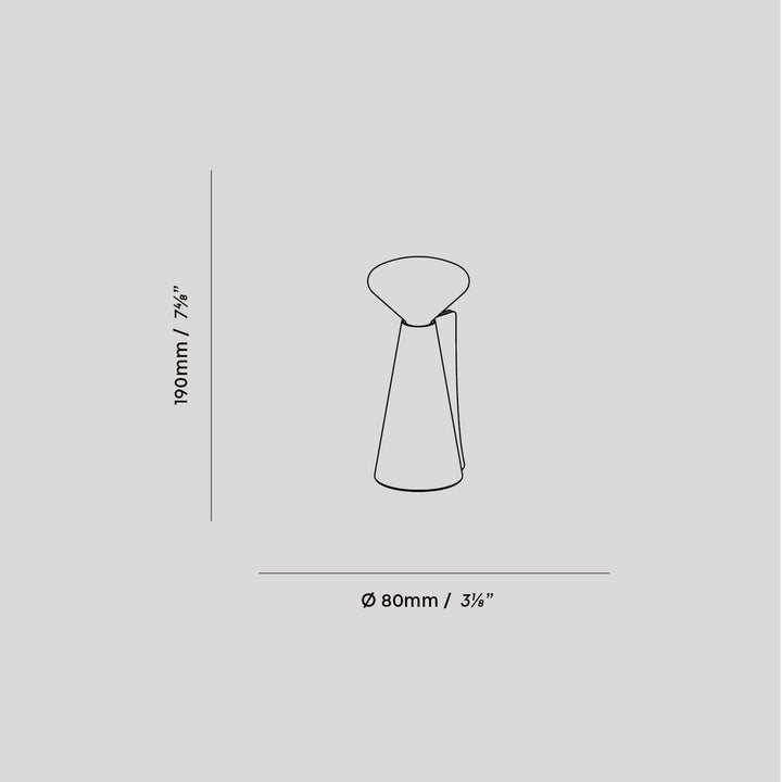 Minimalist ceramic vase with tapered design, 190mm height, 80mm diameter