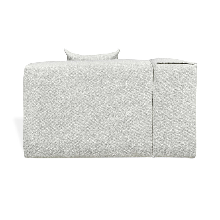 Textured linen sofa with minimalist design and sleek armrest