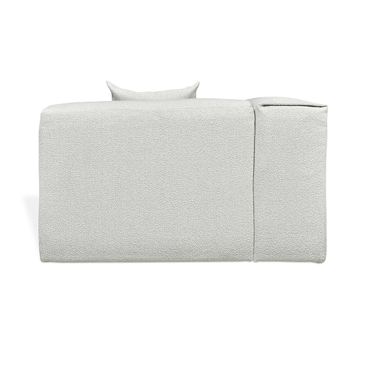 Textured linen sofa with minimalist design and sleek armrest