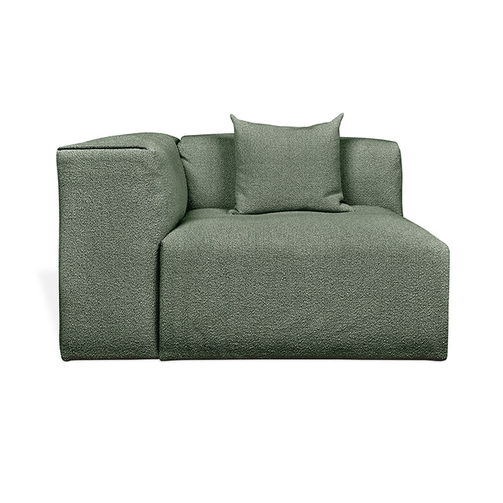 Olive green textured modular sofa with designer cushion, modern luxury living room