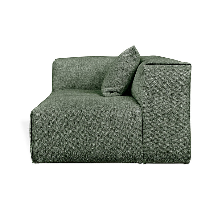 Olive green textured modular armchair with plush cushion, modern designer furniture