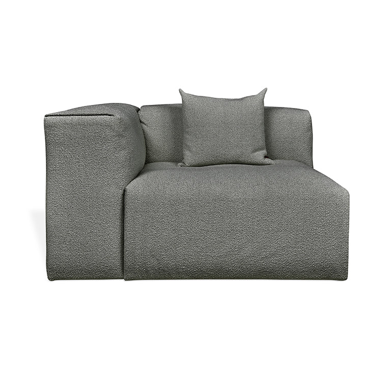 Gray textured modular sofa with designer cushion, modern home furnishing
