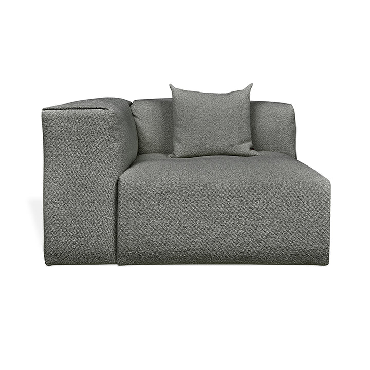 Gray textured modular sofa with designer cushion, modern home furnishing